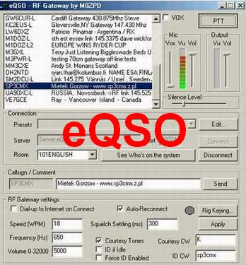 eQSO - QSO's via internet (2) Link do dobrego, 
prostego w obsudze program dla krtkofalowcw